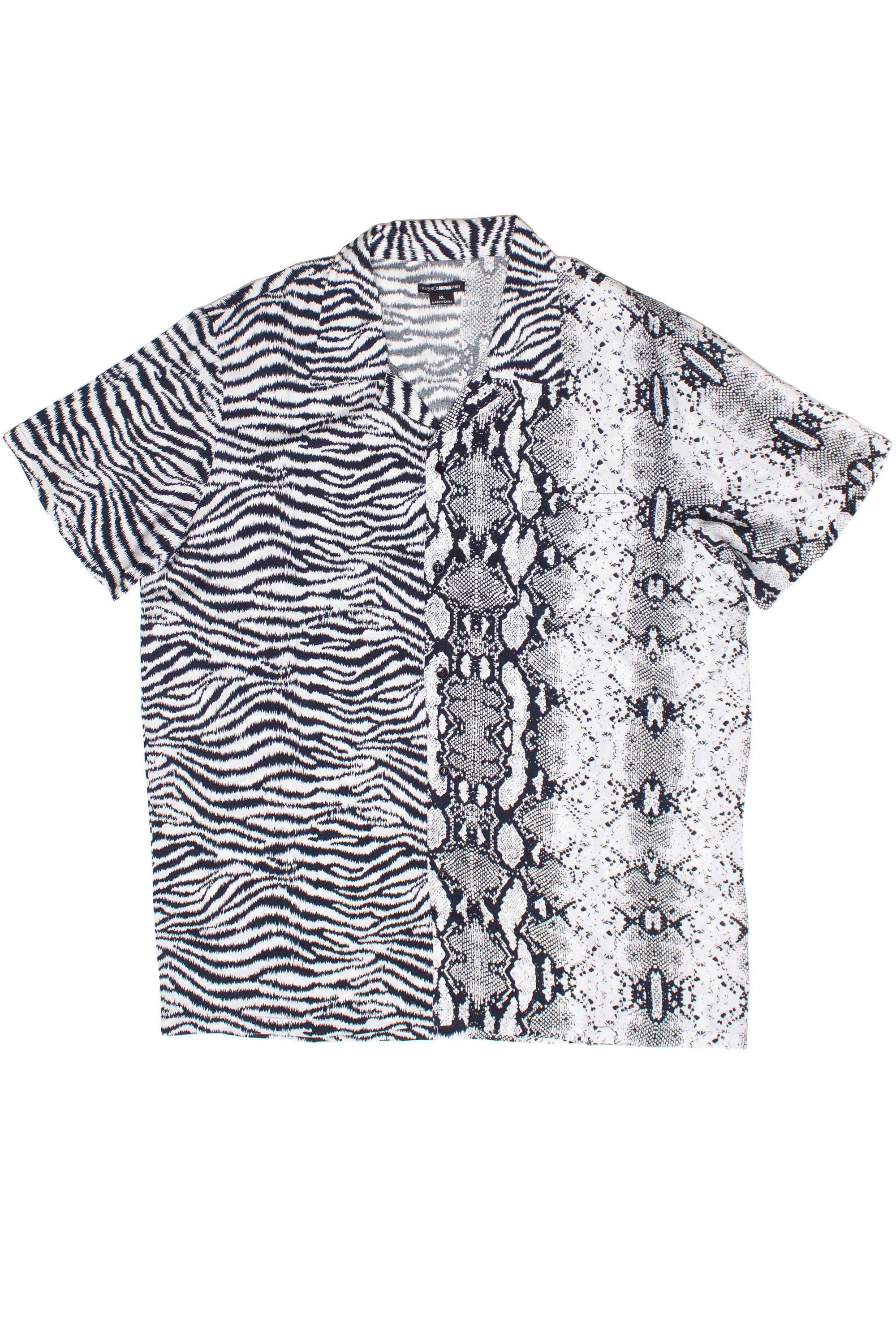 Black & White Animal Print Button Up Shirt