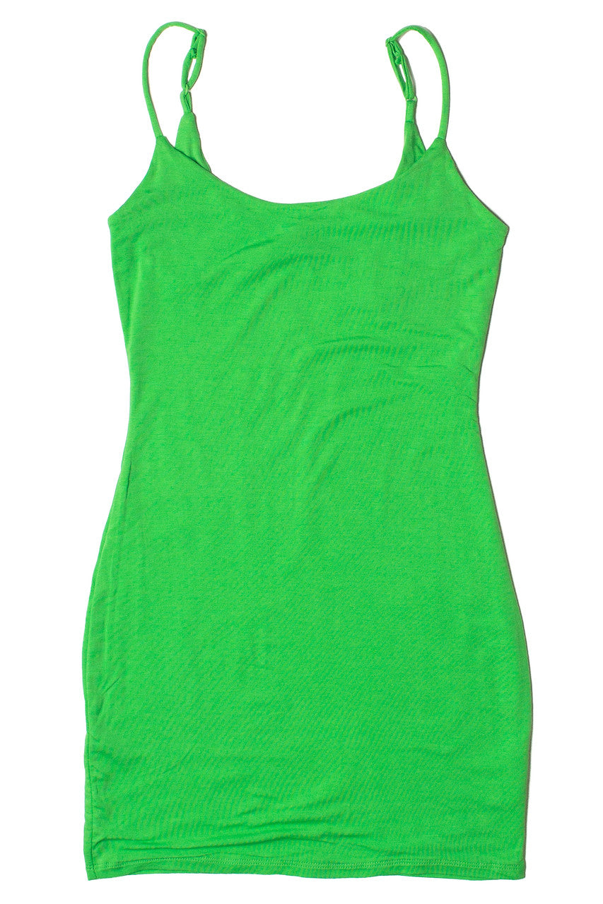 Bright Green Double Layer Cami Mini Dress