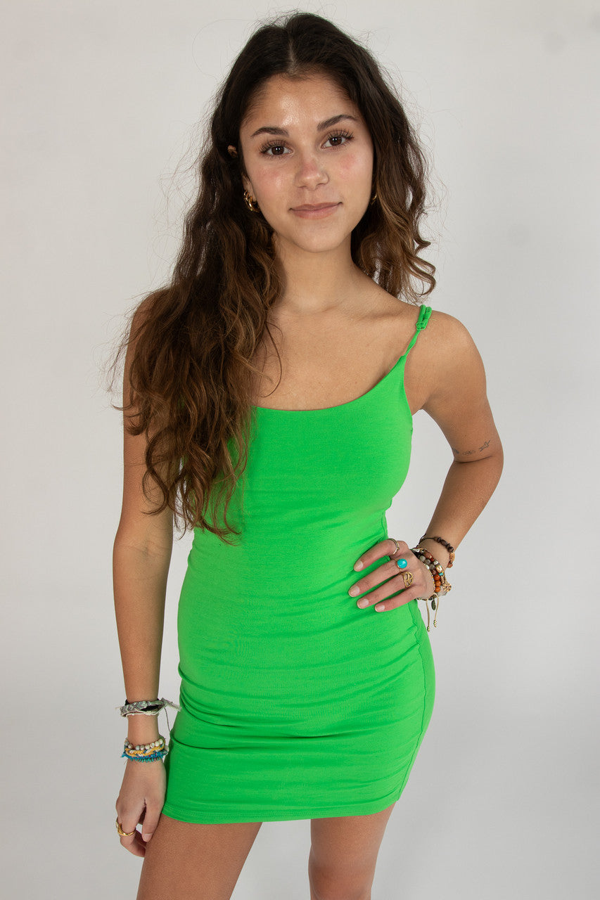 Bright Green Double Layer Cami Mini Dress