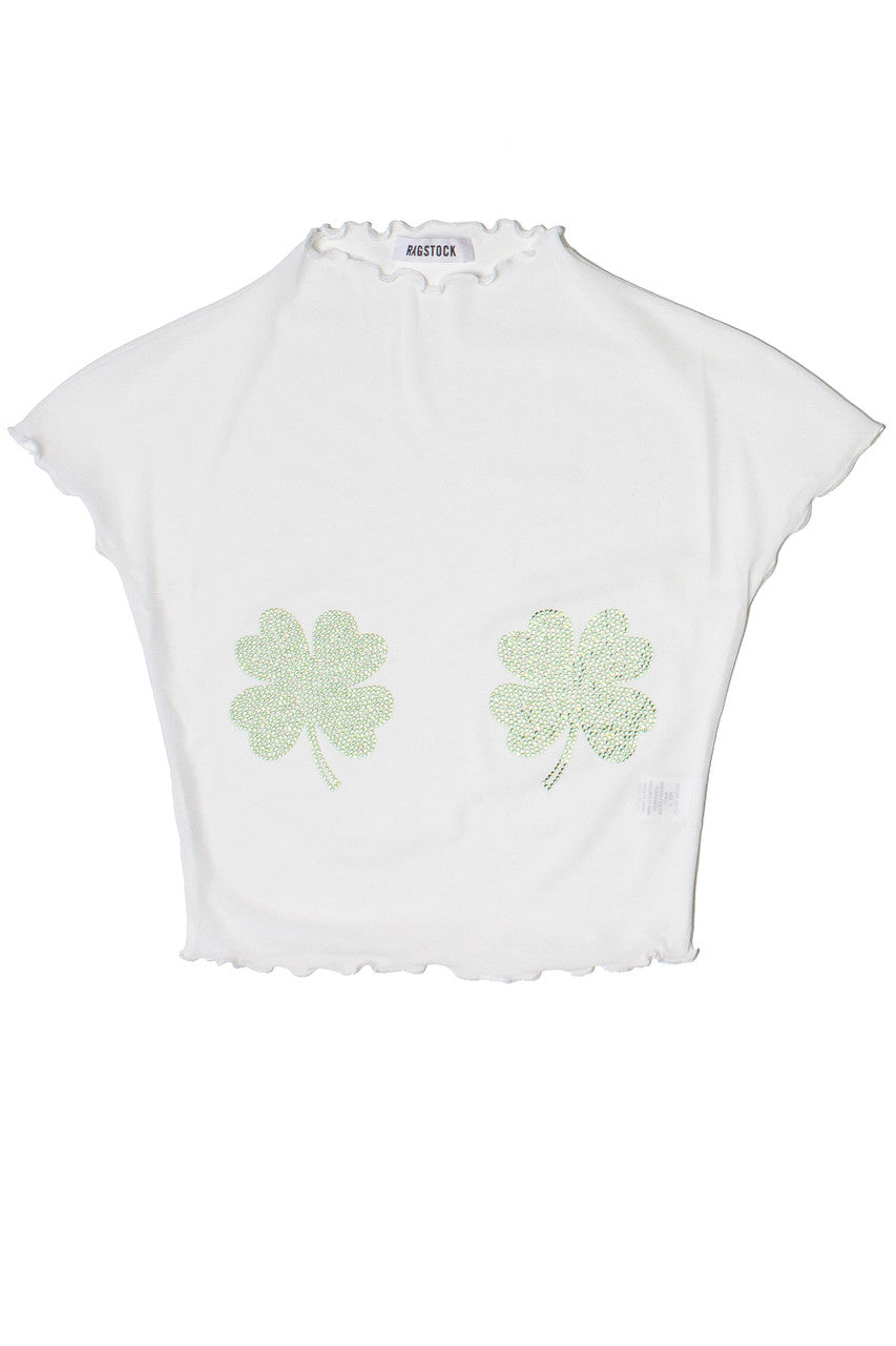 Rhinestone Shamrock Mesh Tee