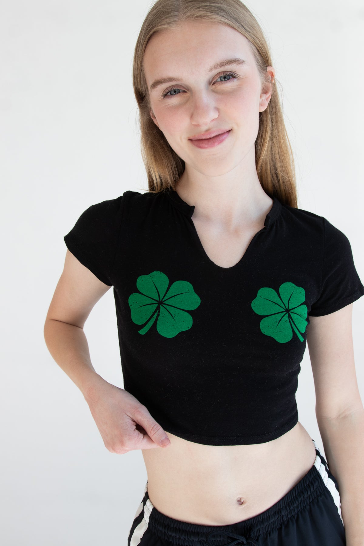 Notch Neck Shamrocks Tee