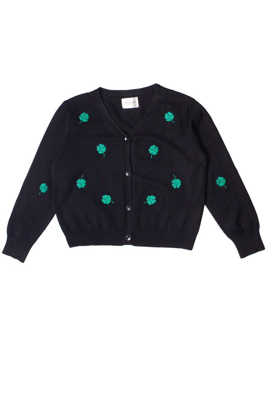 Embroidered Shamrock Cardigan