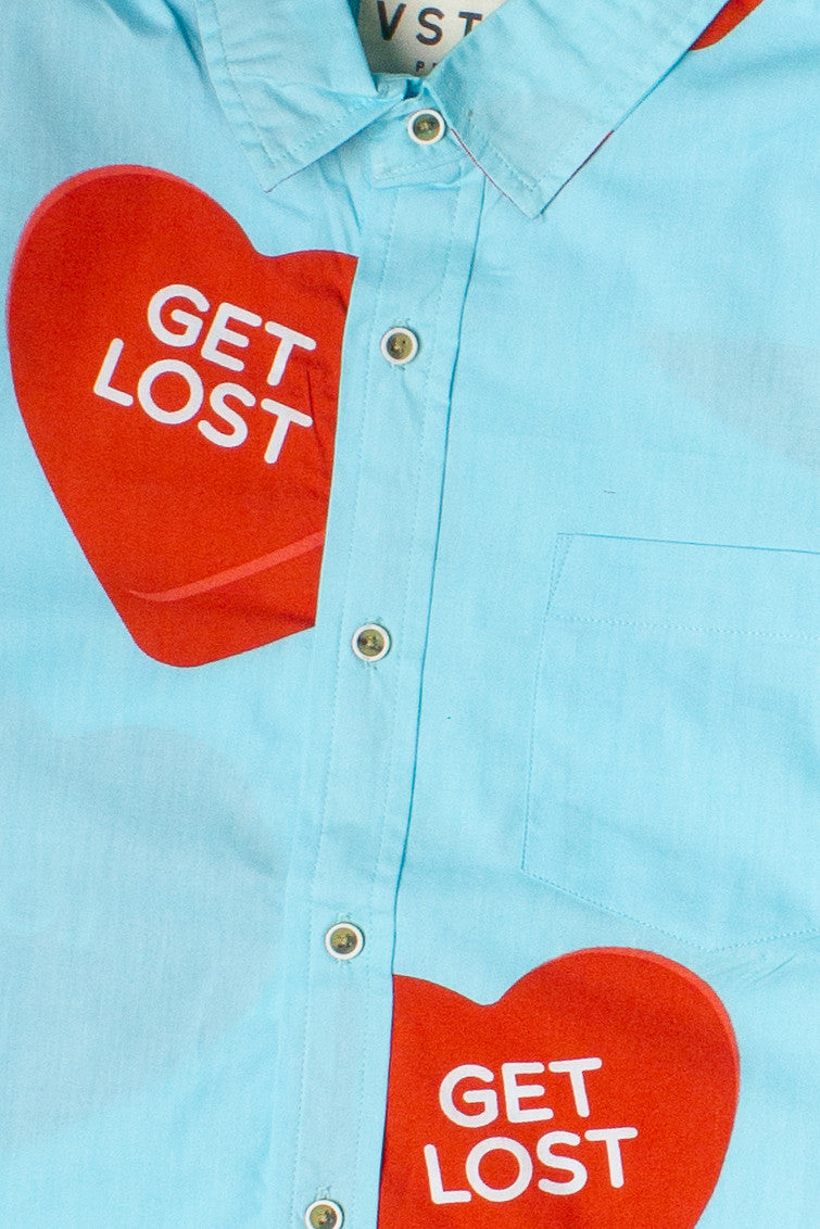 Get Lost Candy Hearts Button Up Shirt