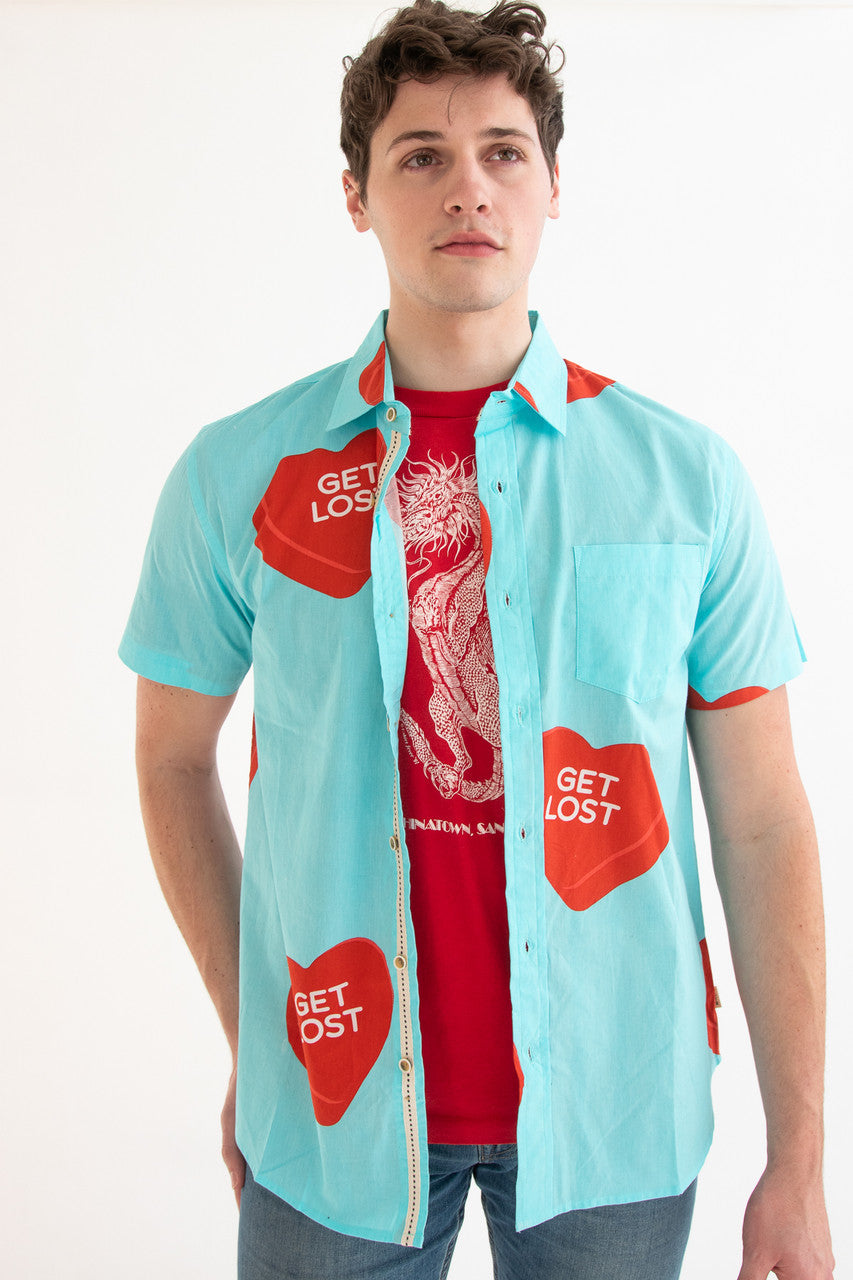 Get Lost Candy Hearts Button Up Shirt