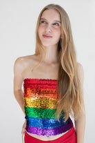 Rainbow Sequin Tube Top
