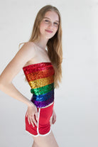 Rainbow Sequin Tube Top