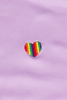 Embroidered Rainbow Hearts T-Shirt - Lavender