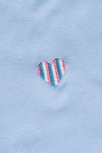 Embroidered Rainbow Hearts T-Shirt - Light Blue