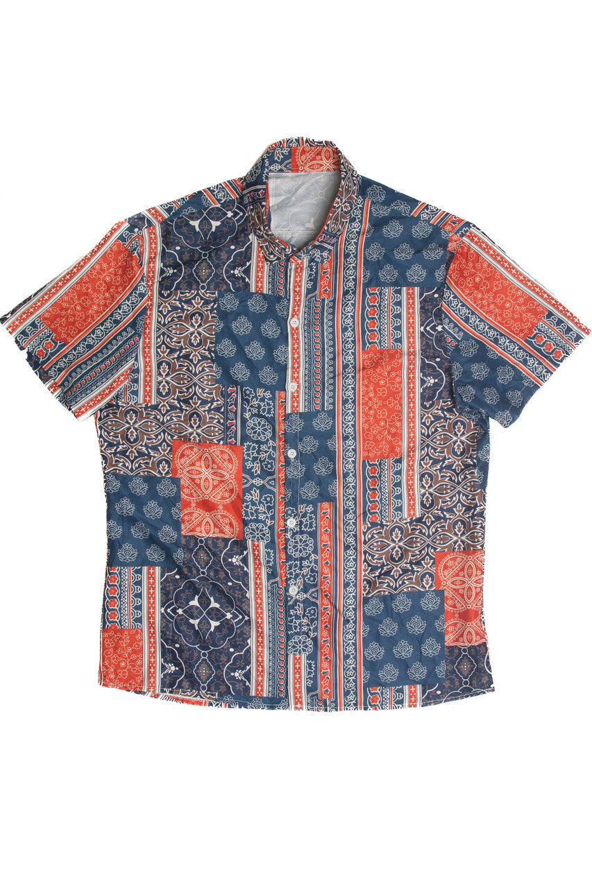 Recycled Patch Style Hawaiian Shirt