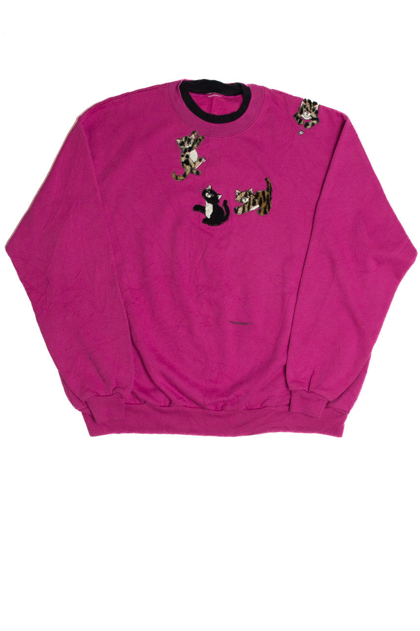 Vintage Embroidered Cat Sweatshirt