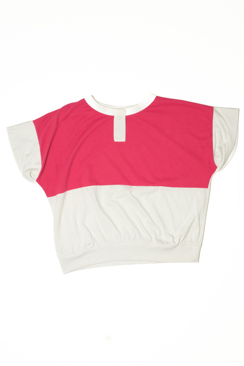 Vintage Pink And White Button Down Booth Bay T-Shirt