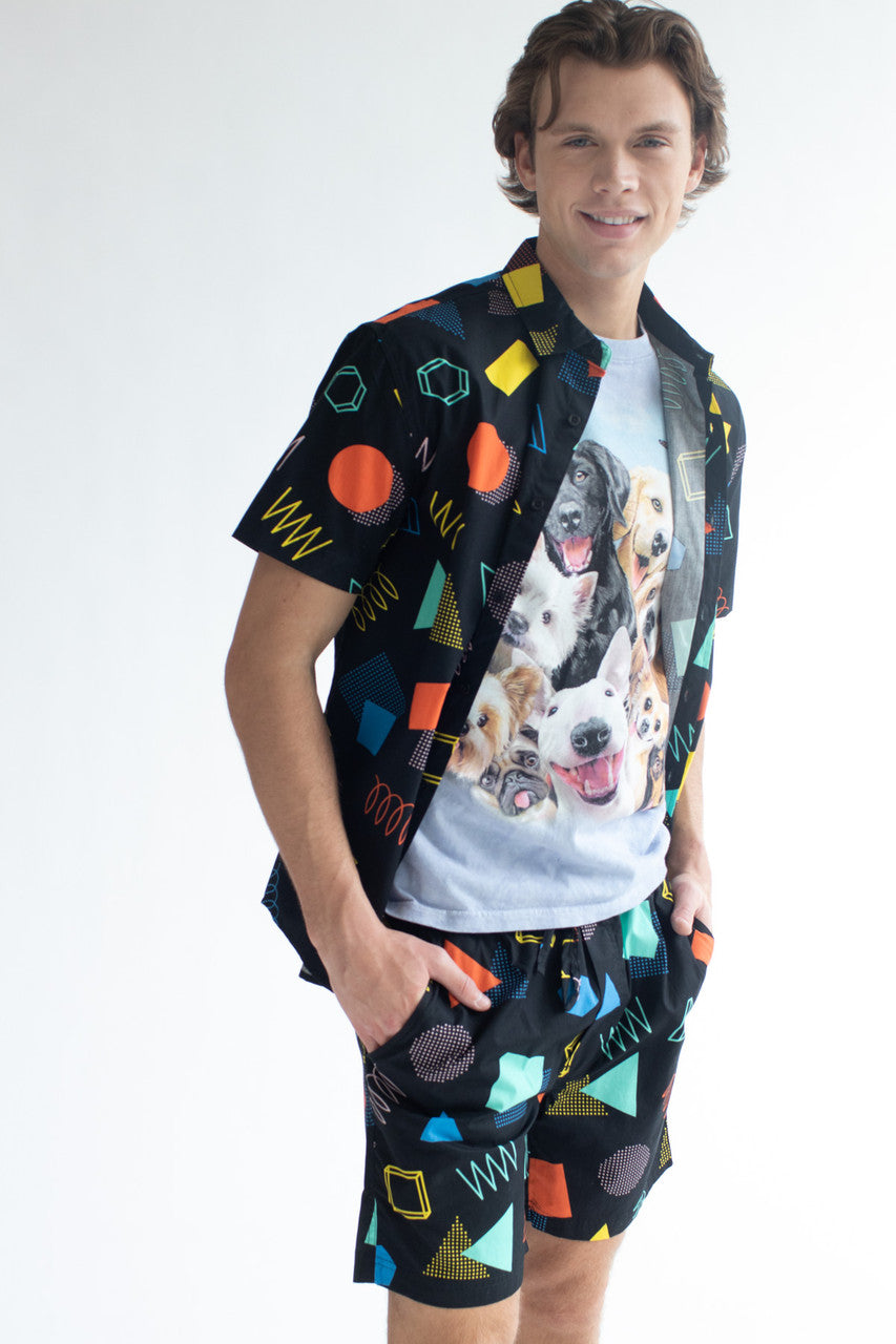 Black 80s Coil Cotton Shorts