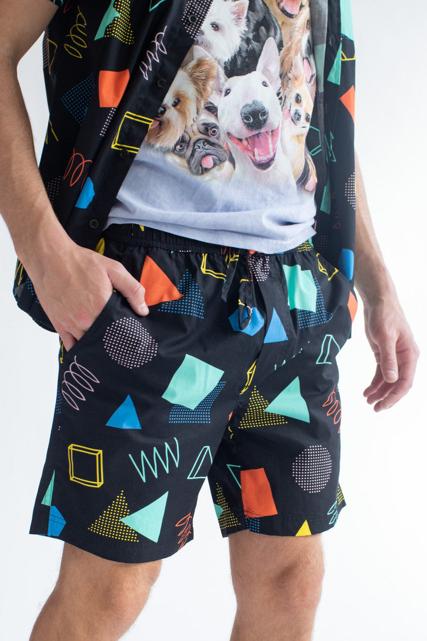 Black 80s Coil Cotton Shorts