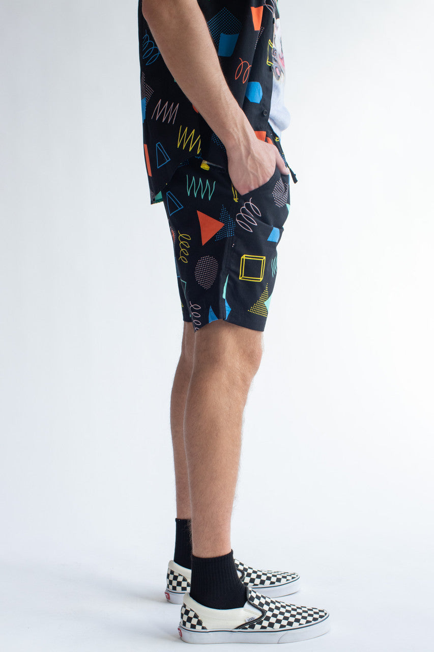 Black 80s Coil Cotton Shorts