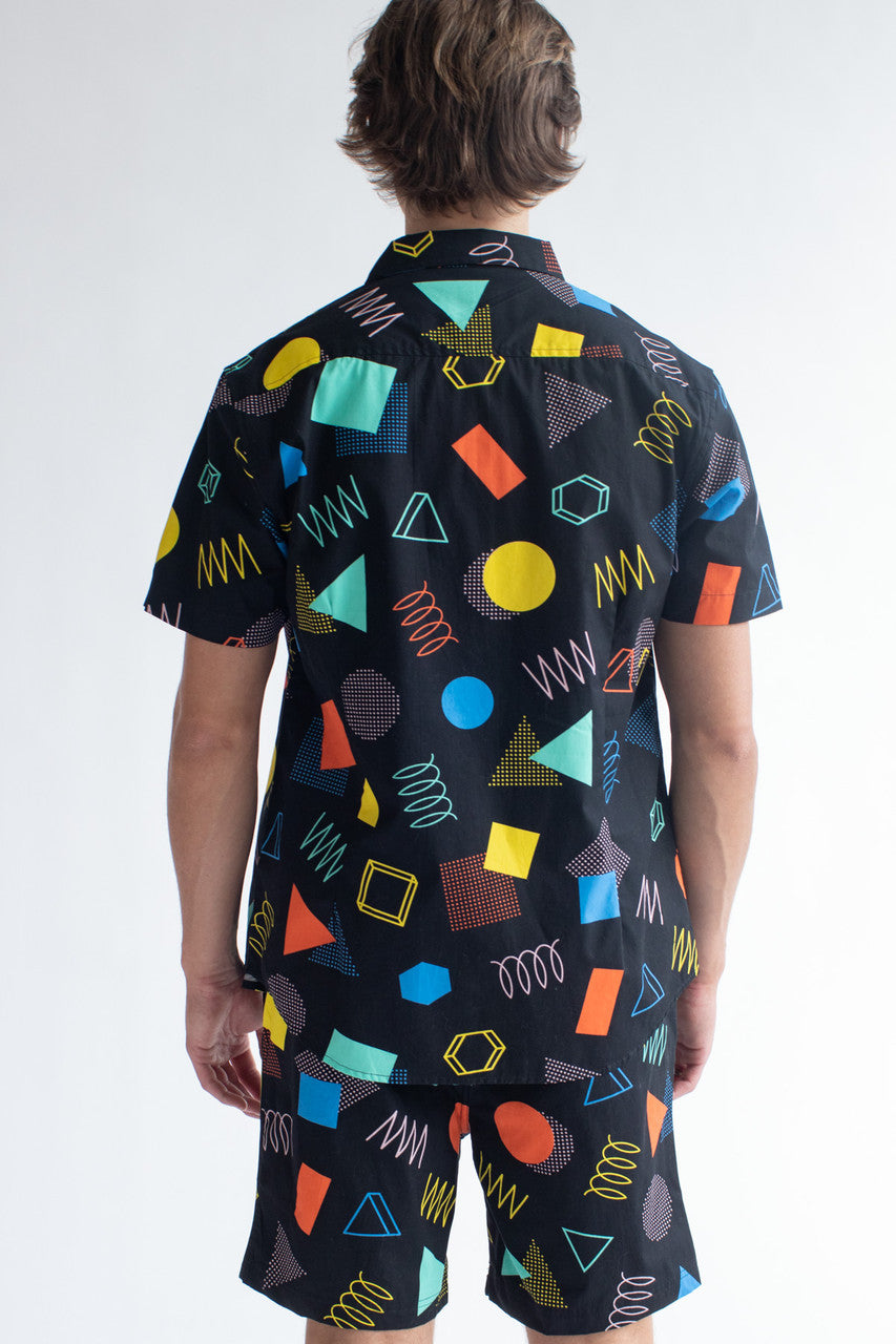 Black 80s Coil Woven Button Up Shirt