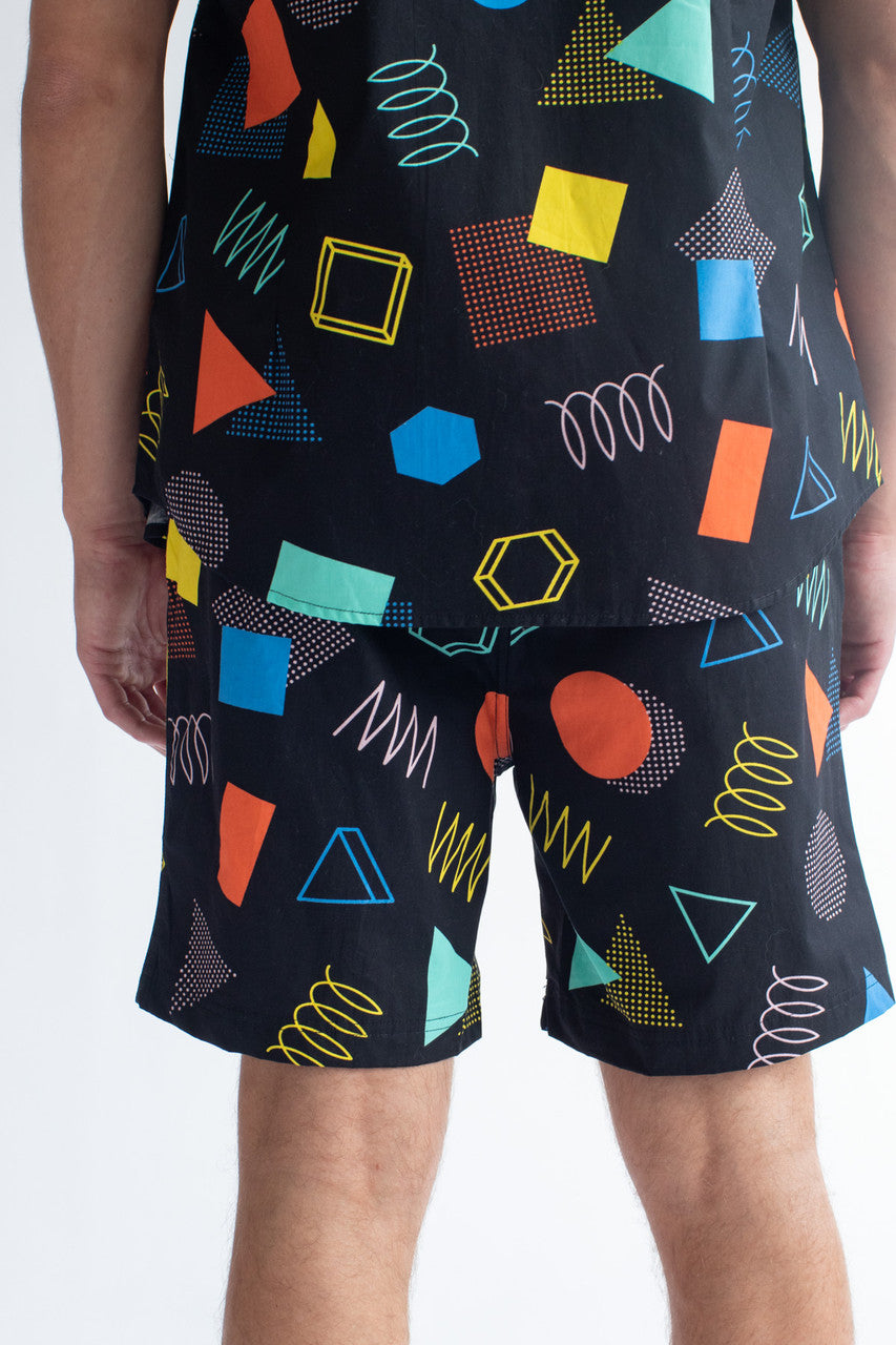 Black 80s Coil Cotton Shorts