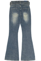 Belted Flare Grunge Wash Jeans