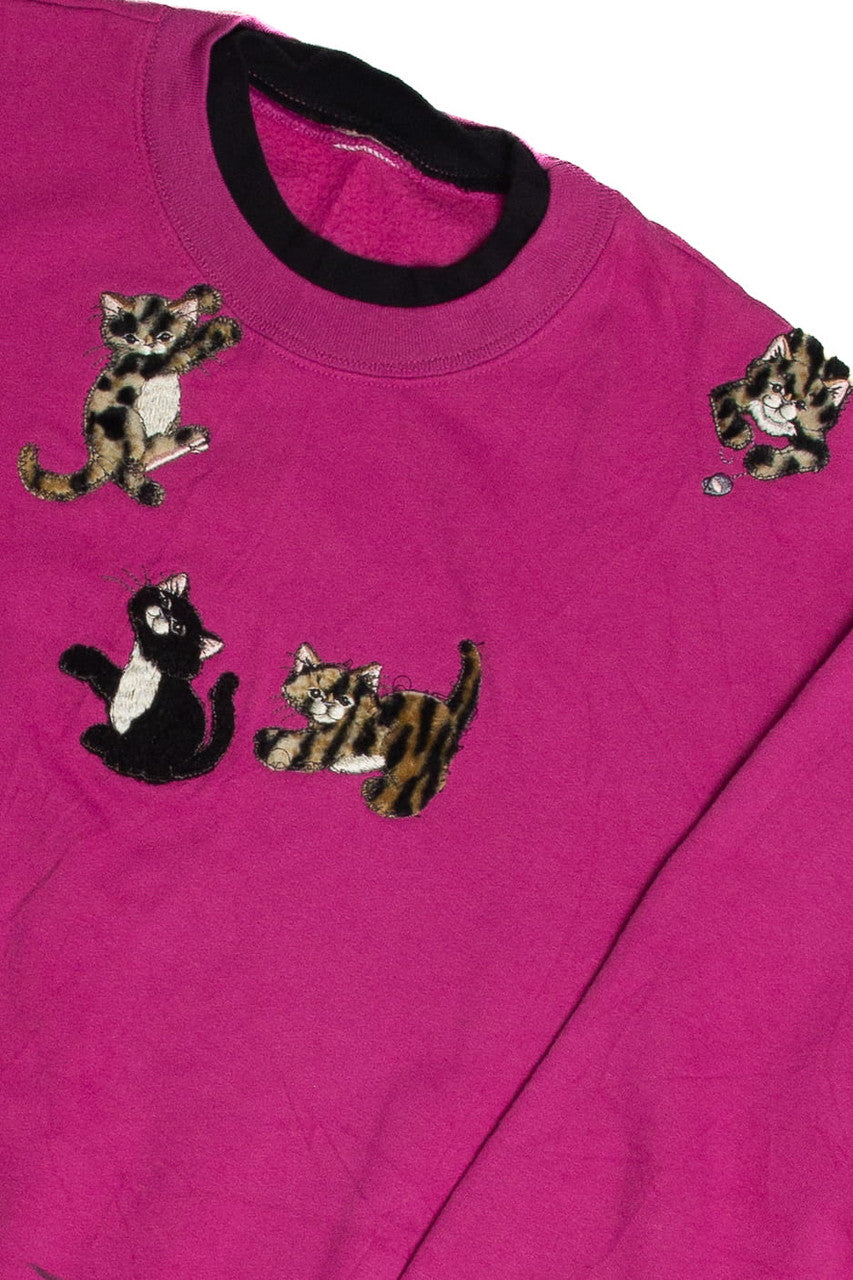 Vintage Embroidered Cat Sweatshirt