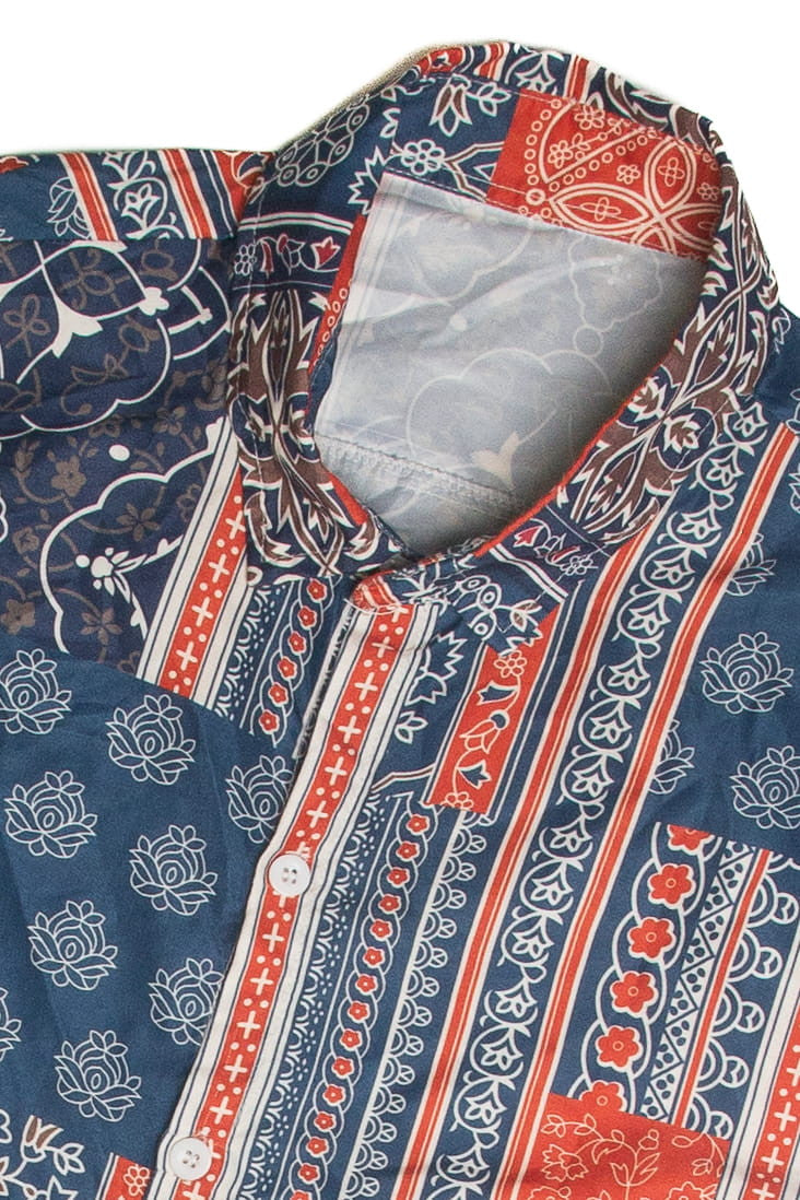Recycled Patch Style Hawaiian Shirt
