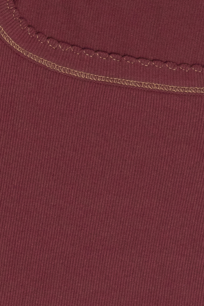 Ribbed Contrast Stitch Long Sleeve Top