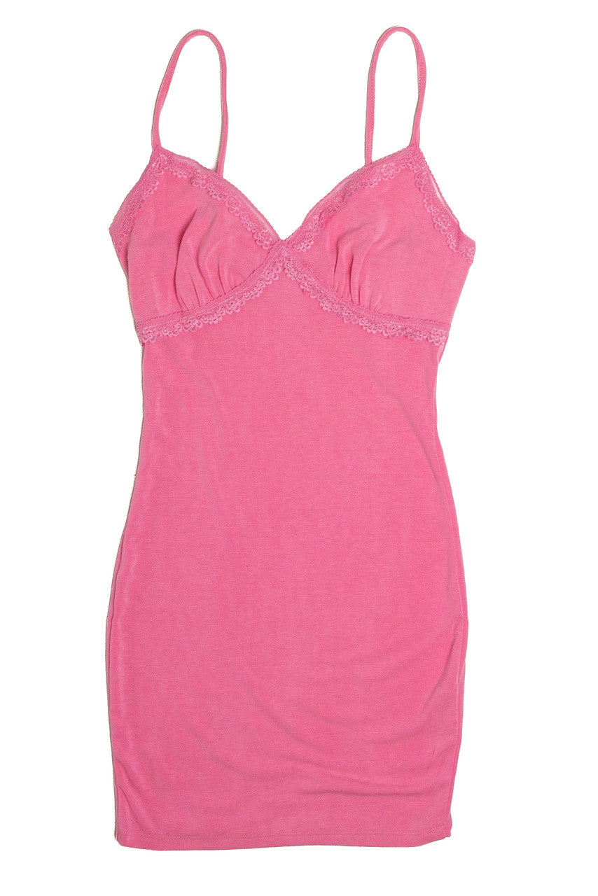 Pink Lace Trim Cami Mini Dress