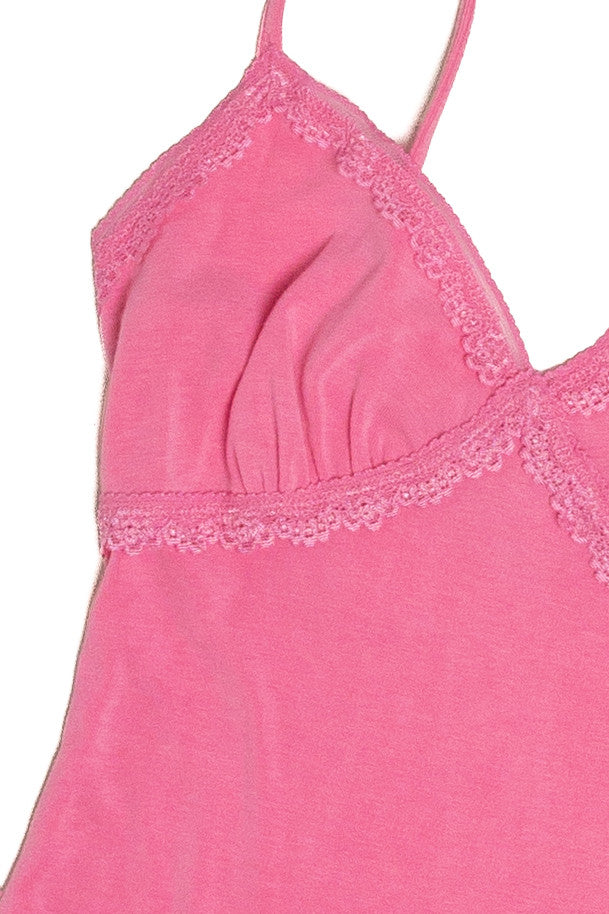 Pink Lace Trim Cami Mini Dress