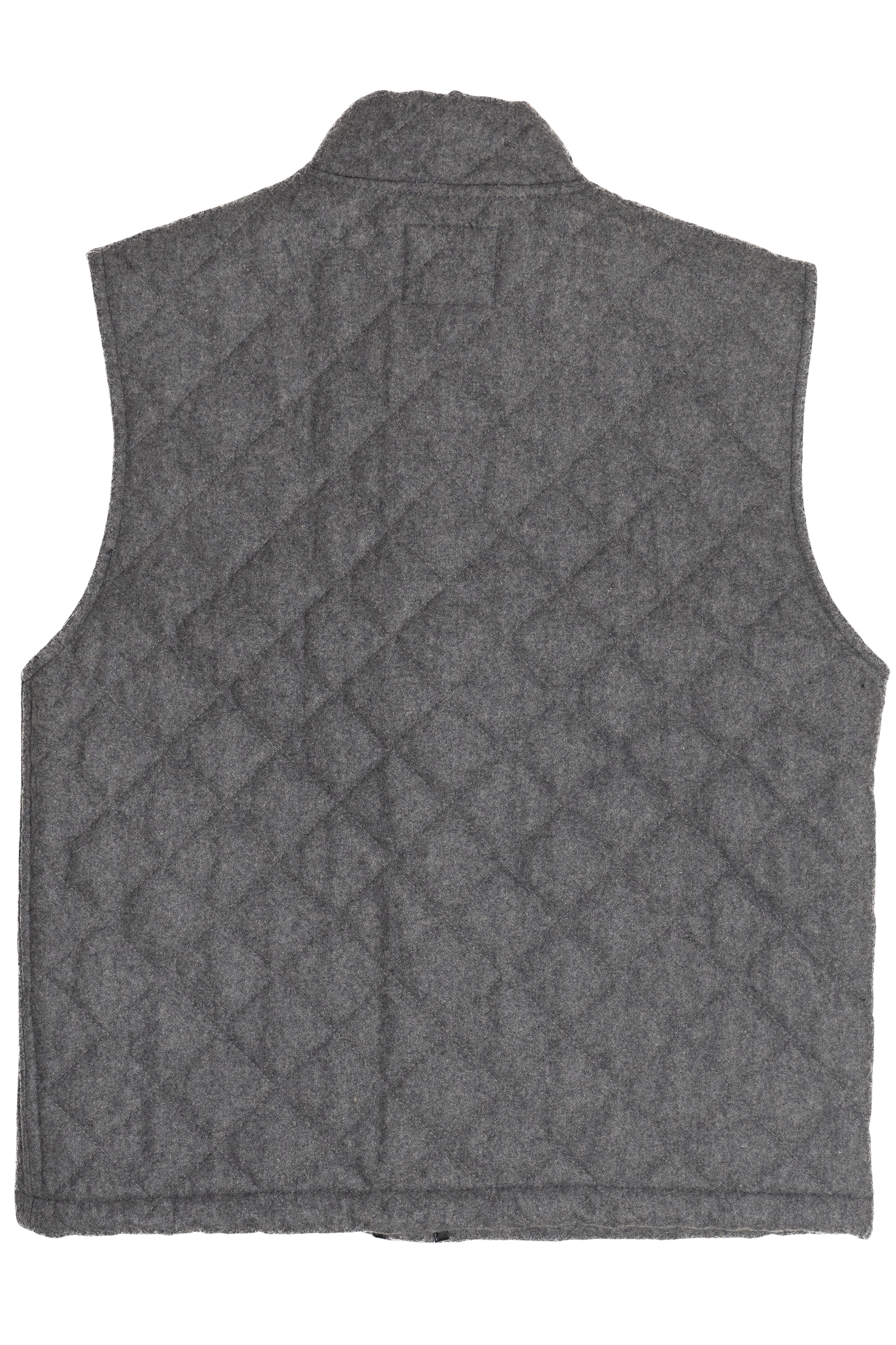Gray quilted vest on a white background