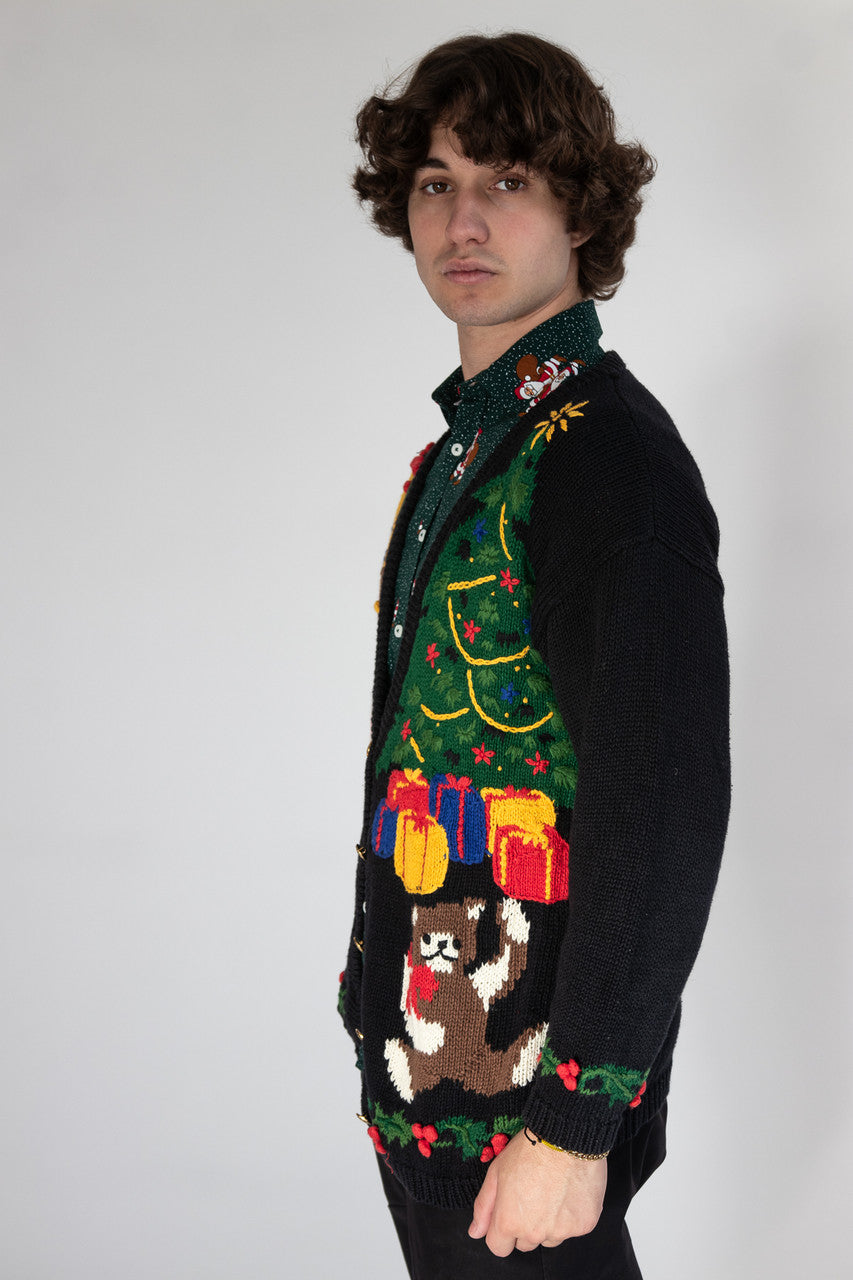 Vintage Black Ugly Christmas Cardigan 63237