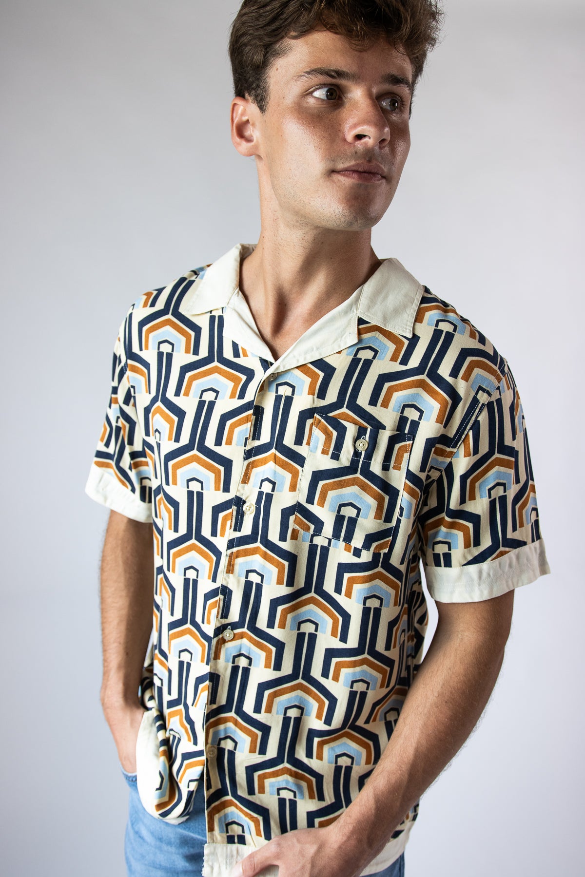 70s Print Button Up