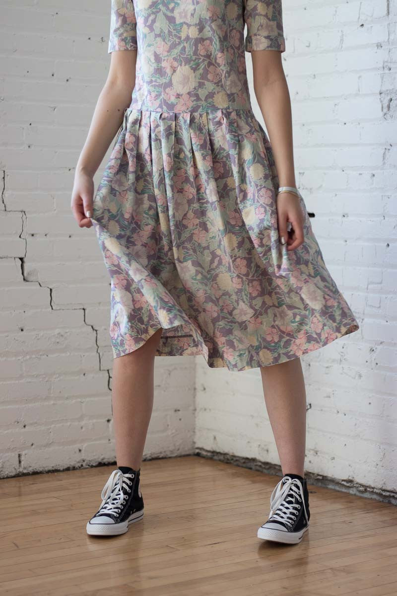 Vintage Purple Floral House Dress