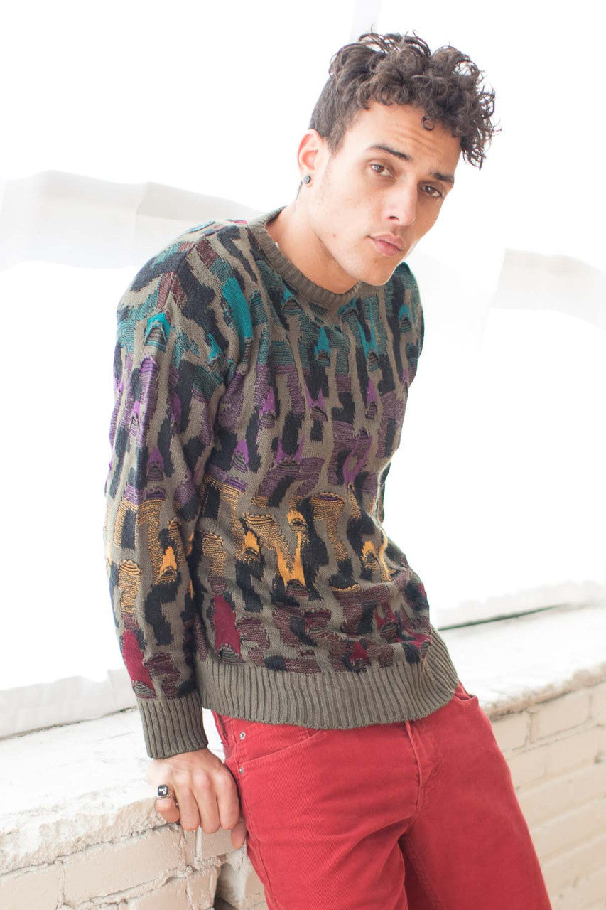 Splotchy Knit 80s Sweater
