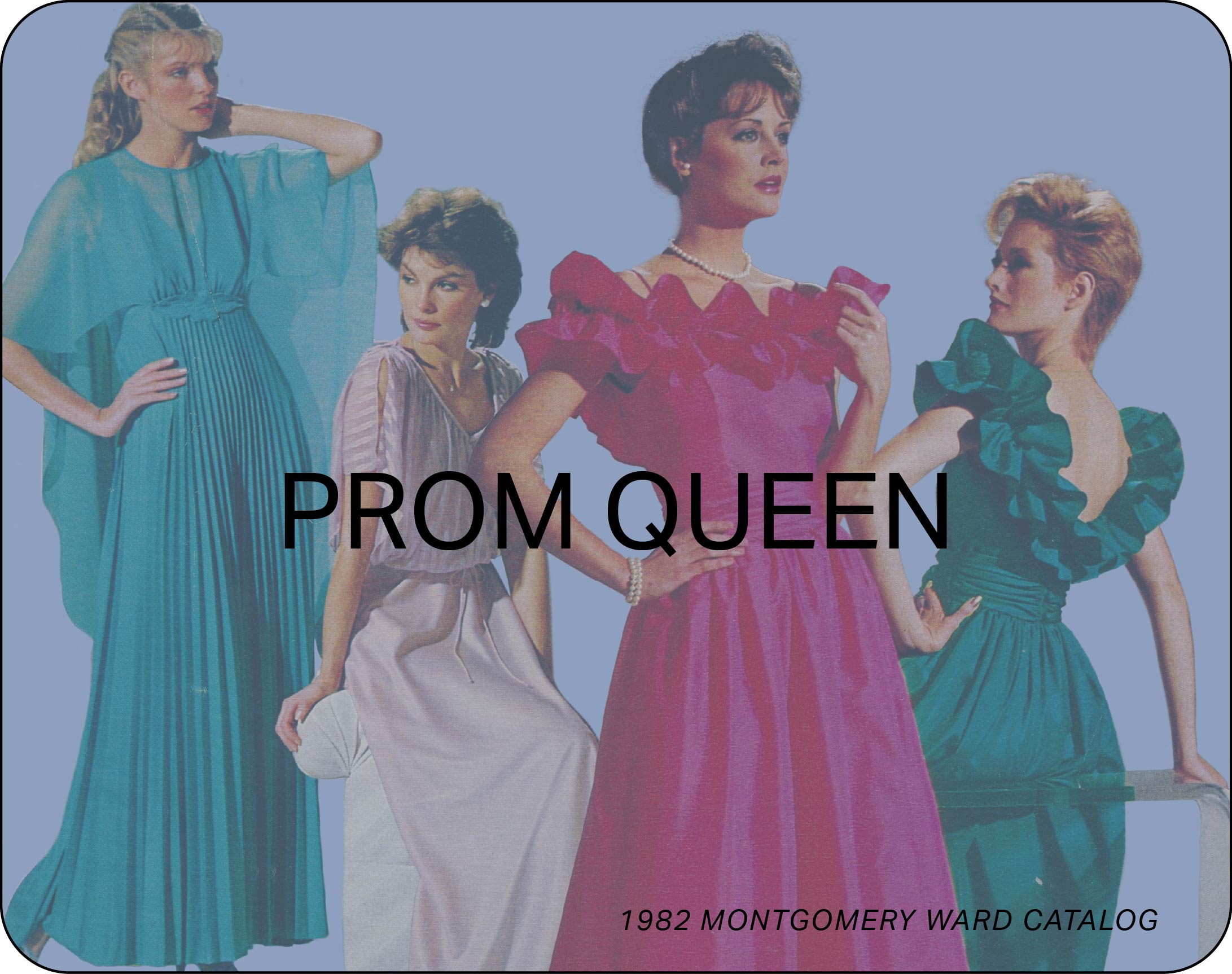 vintage models wearing prom dresses