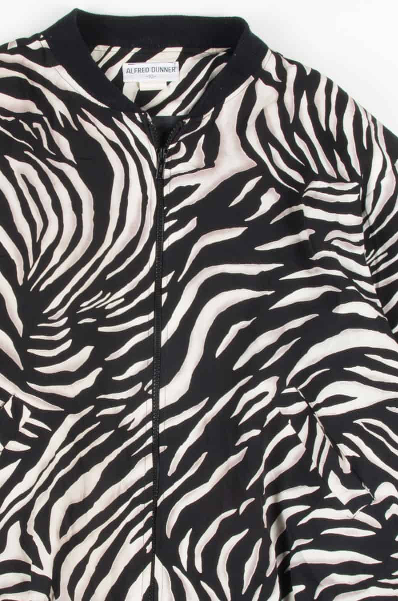 Zebra Print 90s Bomber Jacket