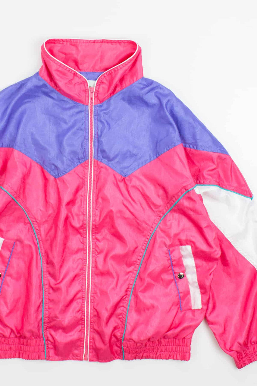 Bright Pink Color Block 90s Jacket