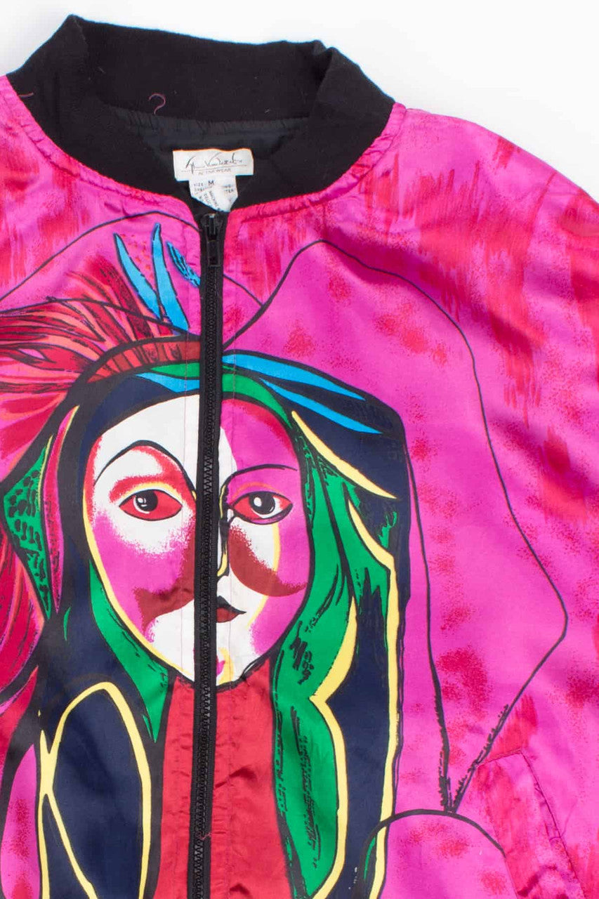 Hot Pink Picasso Vintage Bomber Jacket