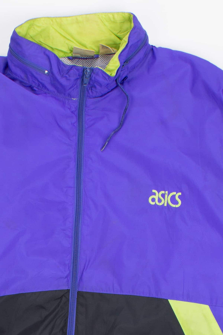 Purple and Green Asics Vintage Windbreaker