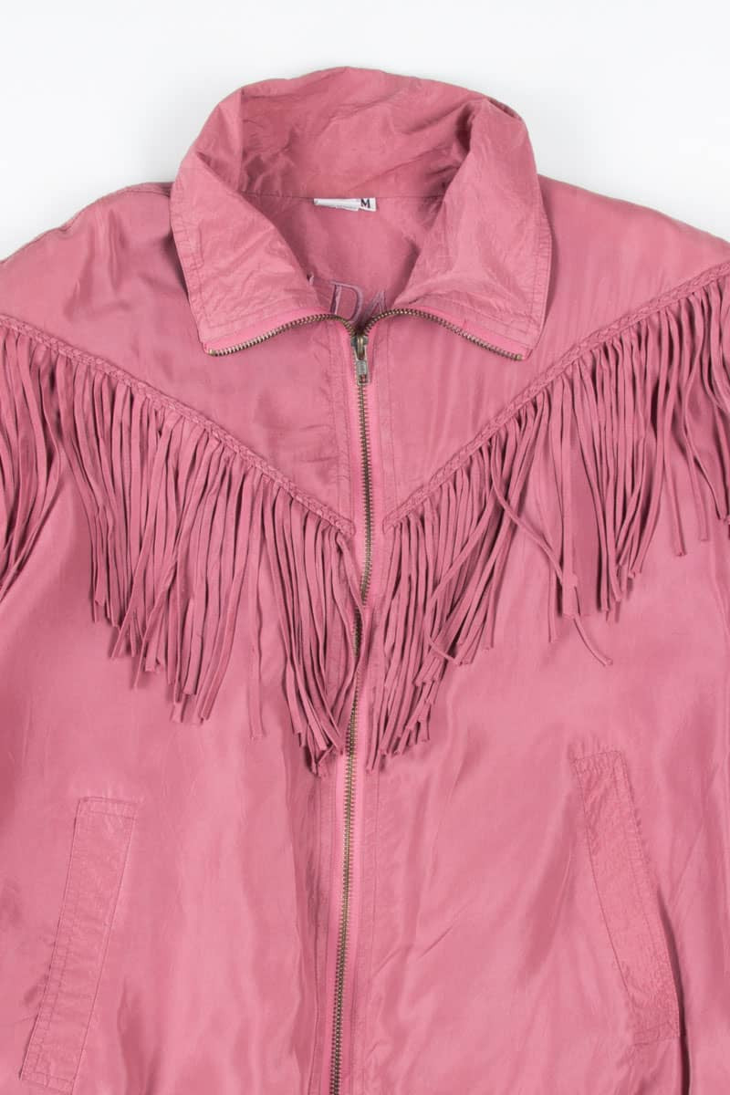 Mauve Silk Fringe Jacket