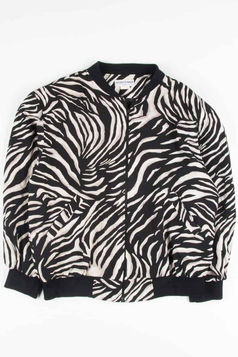 Zebra Print 90s Bomber Jacket