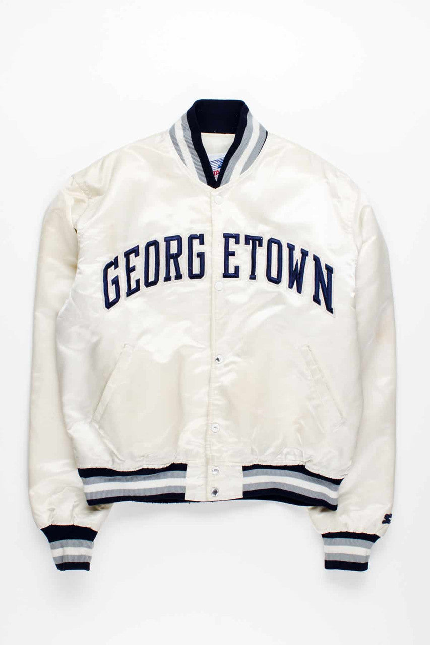 Georgetown Spellout Vintage Satin Starter Bomber Jacket