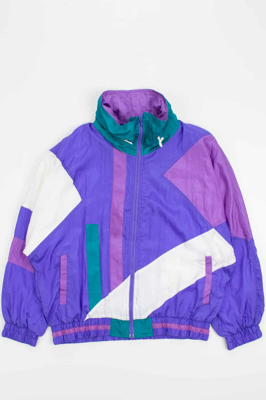 Colorblocked Purple and Green 90s Jacket