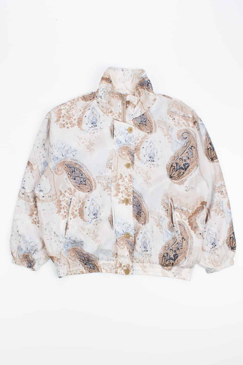Beige Paisley Vintage Silk Jacket
