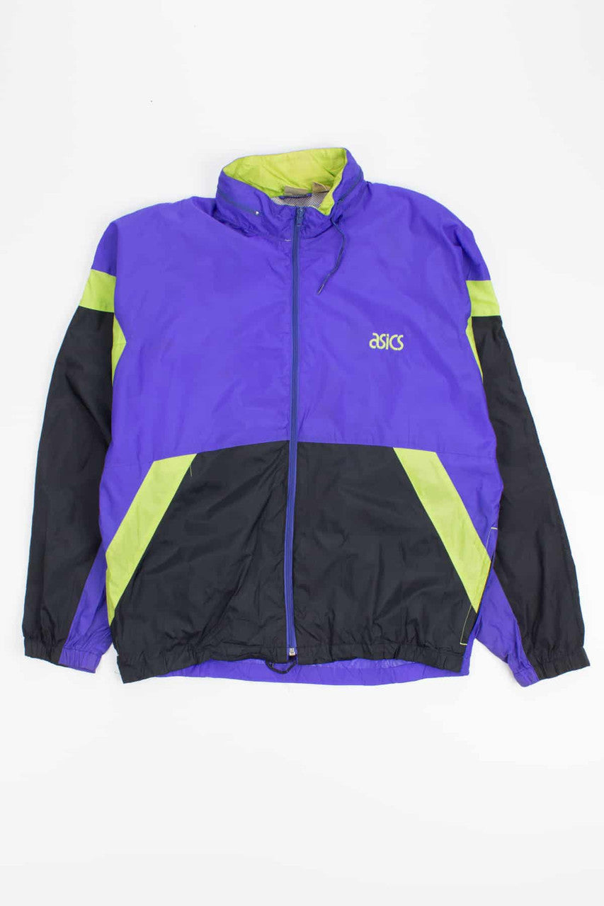 Purple and Green Asics Vintage Windbreaker