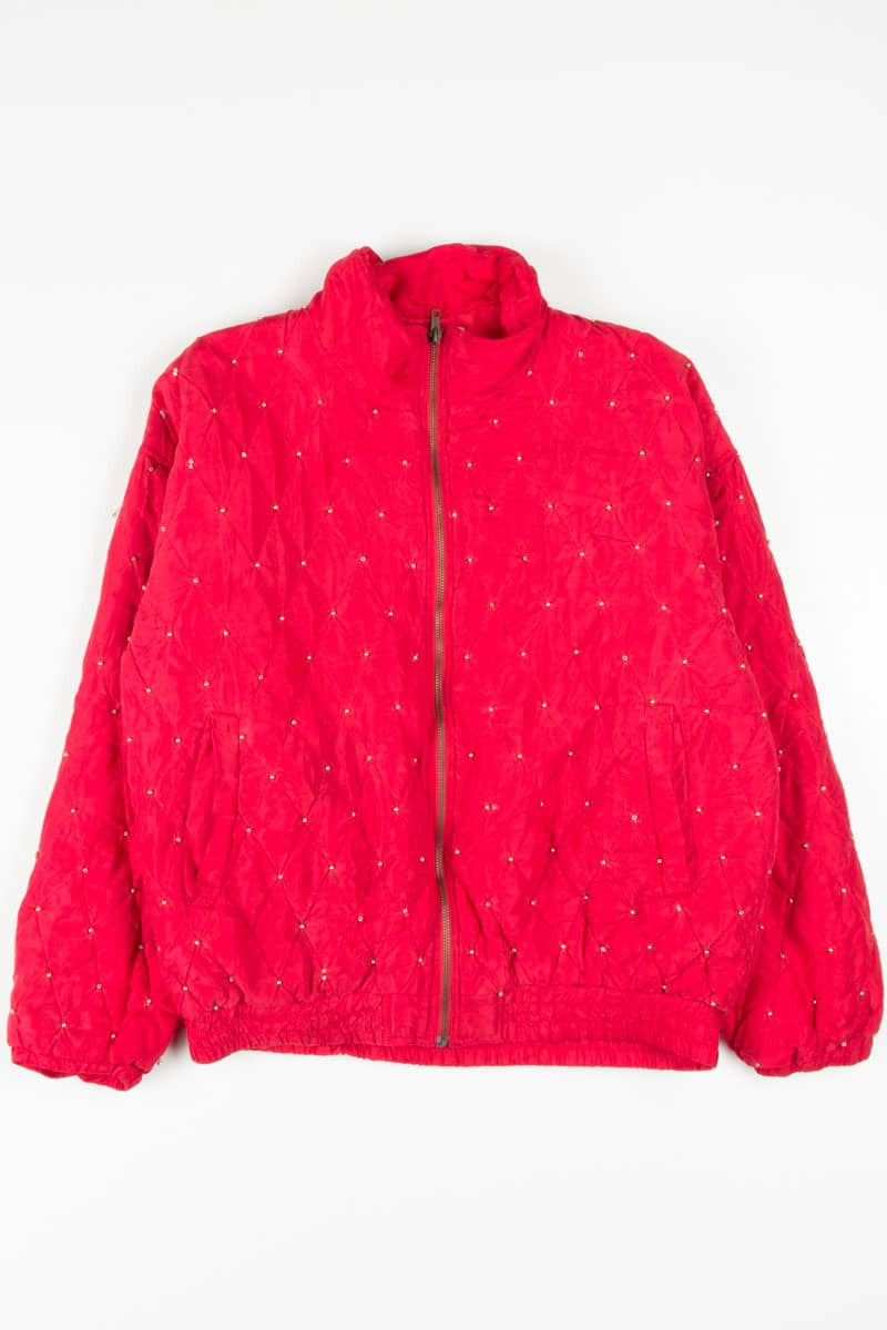 Red Silk Quilted 90s Jacket 19216