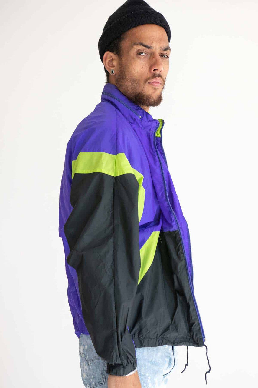 Purple and Green Asics Vintage Windbreaker