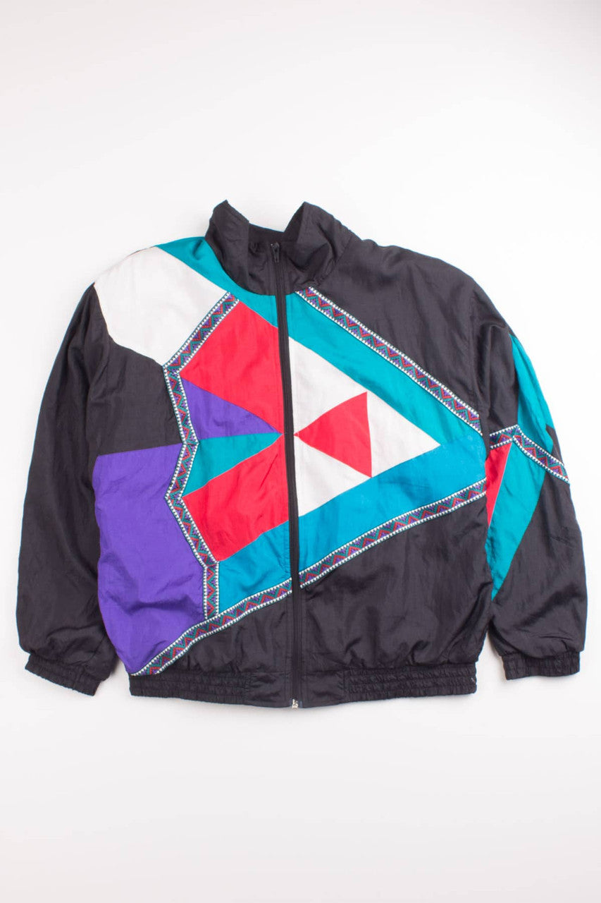 Geometric Color Block Windbreaker