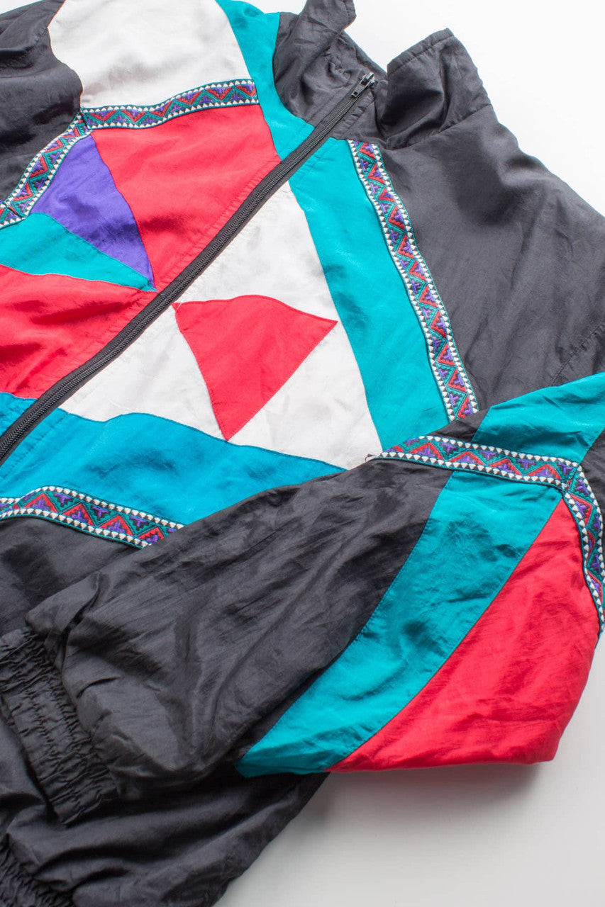 Geometric Color Block Windbreaker