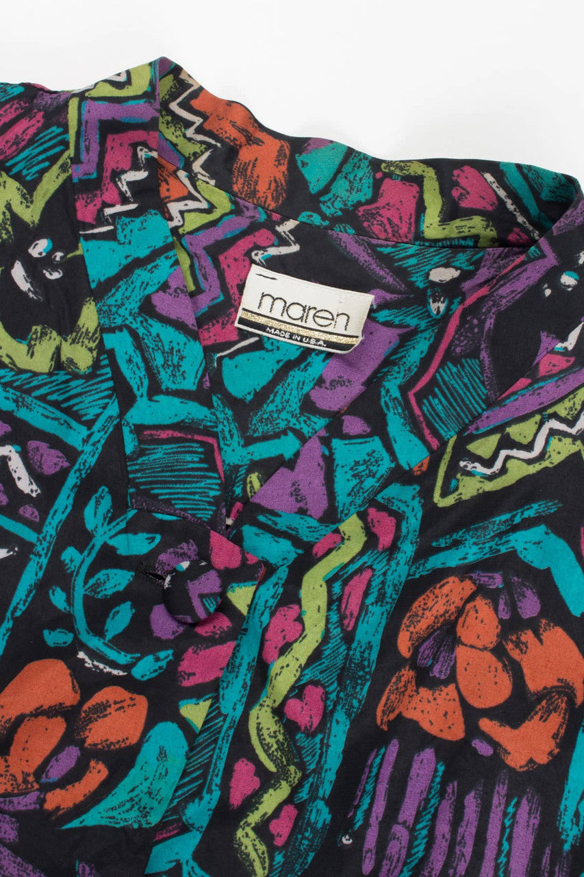 Abstract Floral Button Up Jacket 19476