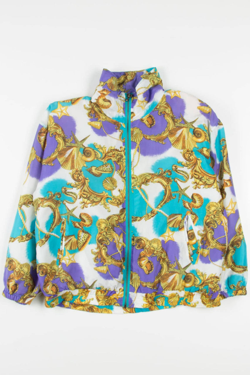 Vintage Golden Seashells Silk 90s Jacket 19491