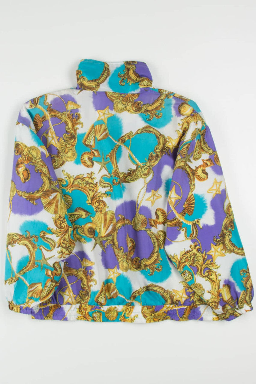 Vintage Golden Seashells Silk 90s Jacket 19491