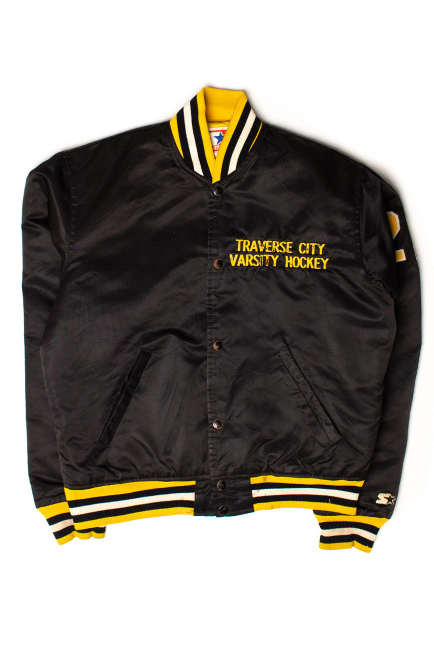 Vintage Satin Traverse City Varsity Hockey Starter Jacket (1990s)